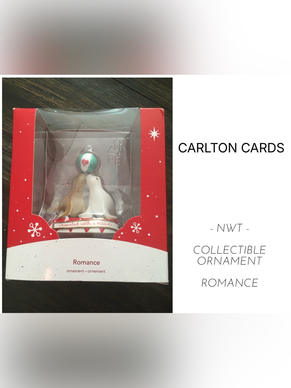 CARLTON CARDS - NWT - ROMANCE - SEAL COLLECTABLE CHRISTMAS ORNAMENT